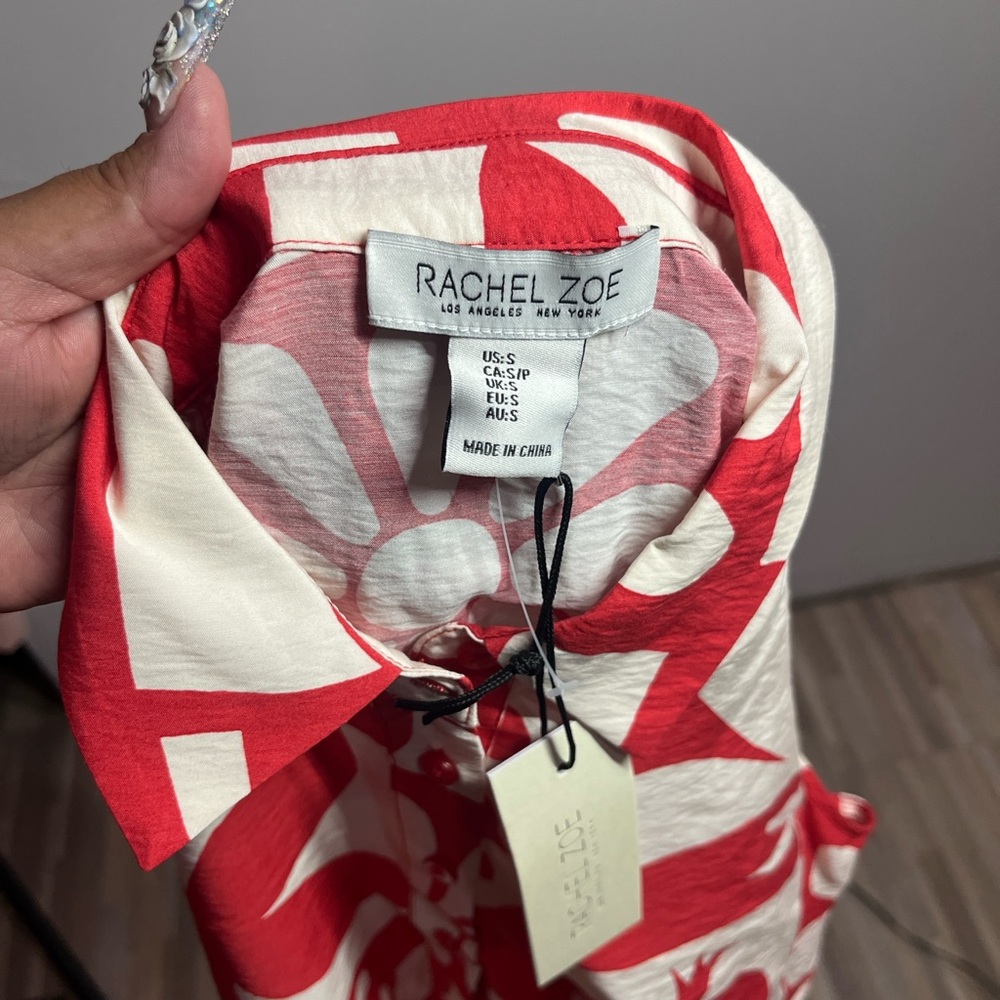 Rachel Zoe Vibrant Red and Cream Top